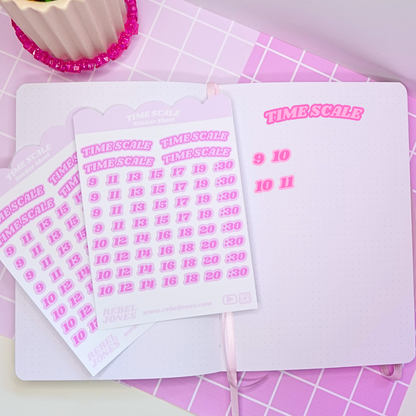 Time Scale Sticker Sheet - Pink