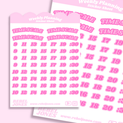 Time Scale Sticker Sheet - Pink