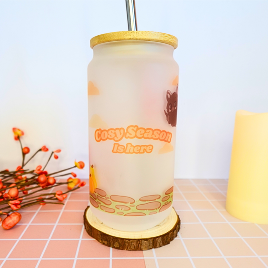 Cosy season is here, glass tumbler