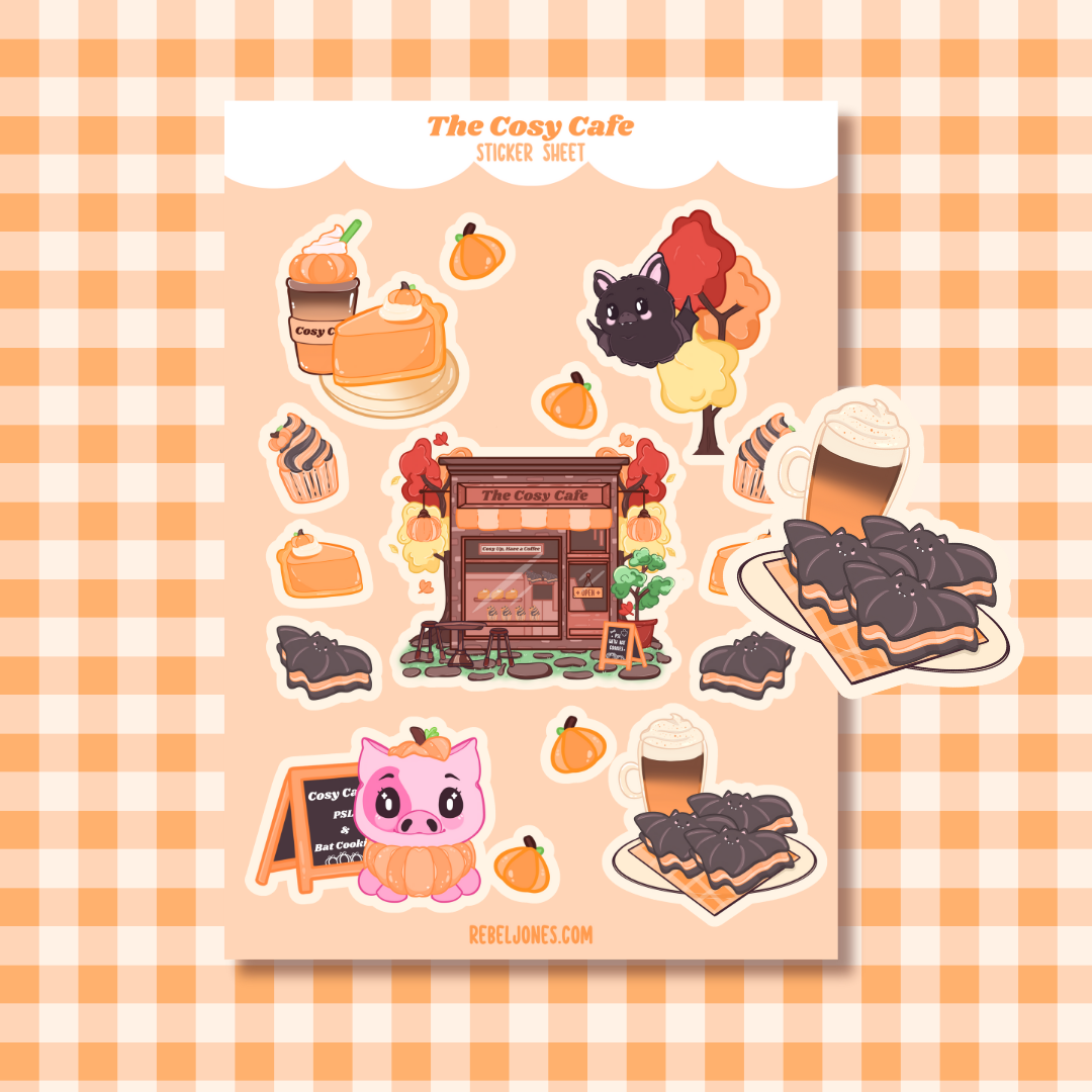 The cosy cafe sticker sheet