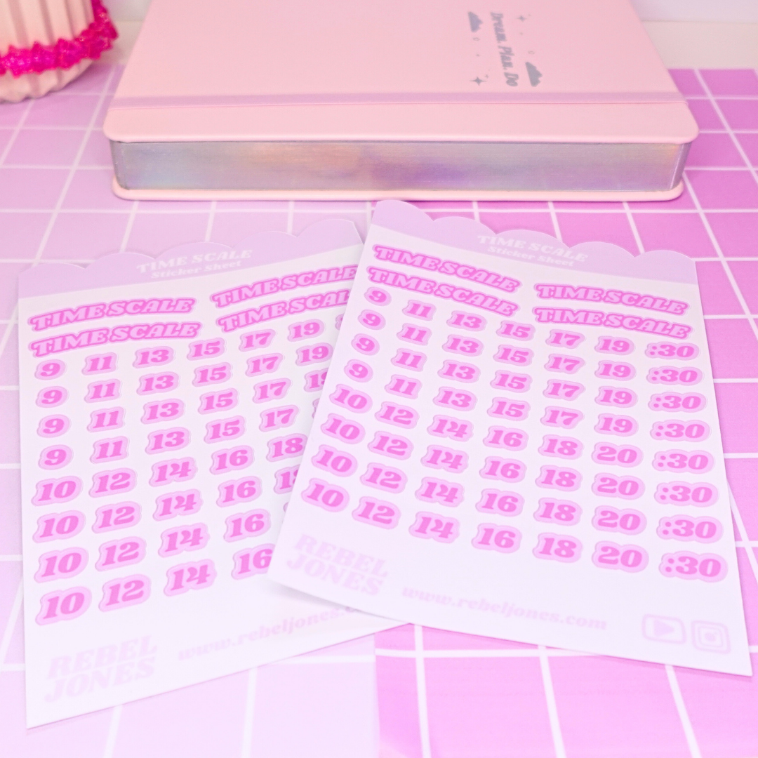 Time Scale Sticker Sheet - Pink