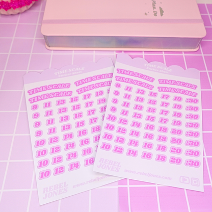 Time Scale Sticker Sheet - Pink