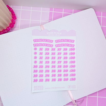 Time Scale Sticker Sheet - Pink