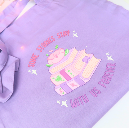 Some Stories Stay With Us Forever, Purple Tote Bag